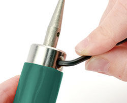 Mandrel being tightened with an allen wrench